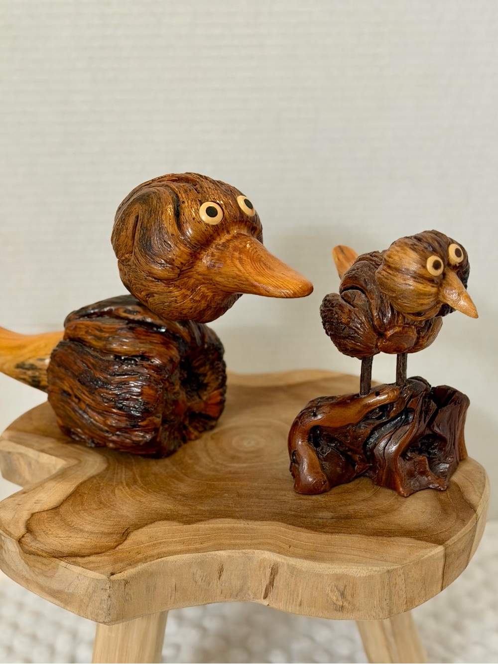 Two Handcrafted Burl Wood Bird’s  Rustic 2006